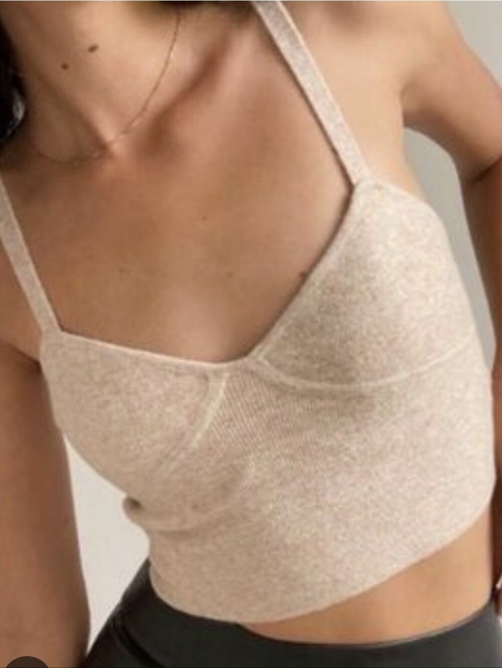 Wilfred Beige Ribbed Cropped Bustier Tank